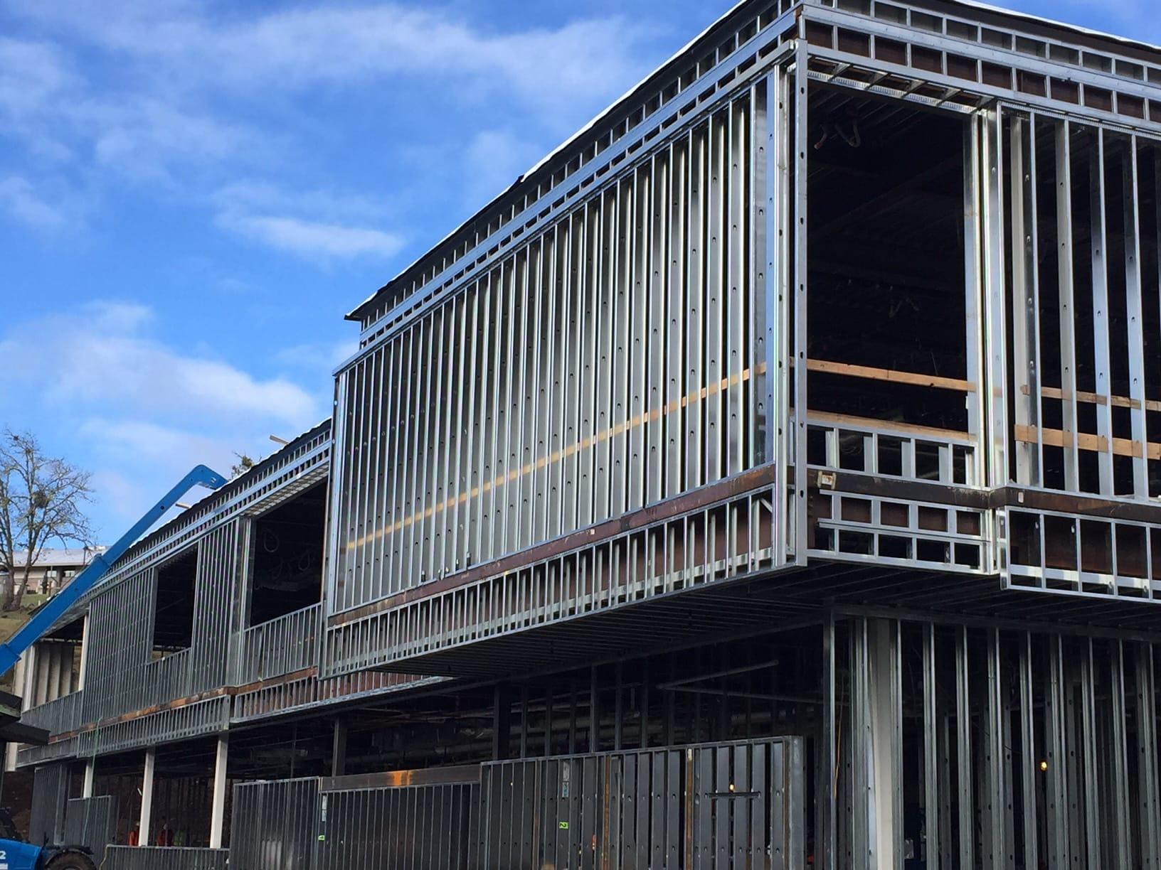 Completed metal framing for commercial project in Los Angeles